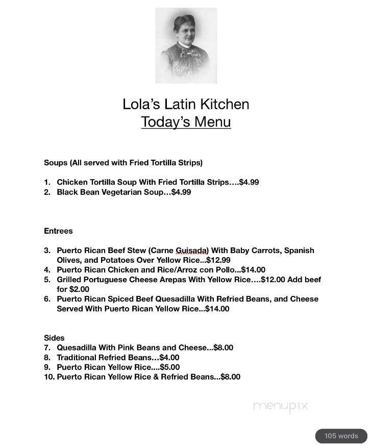 Lola's Latin Kitchen - South Hero, VT menu_pic