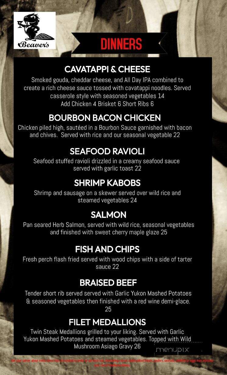 Beavers Pub - Bay City, MI menu_pic