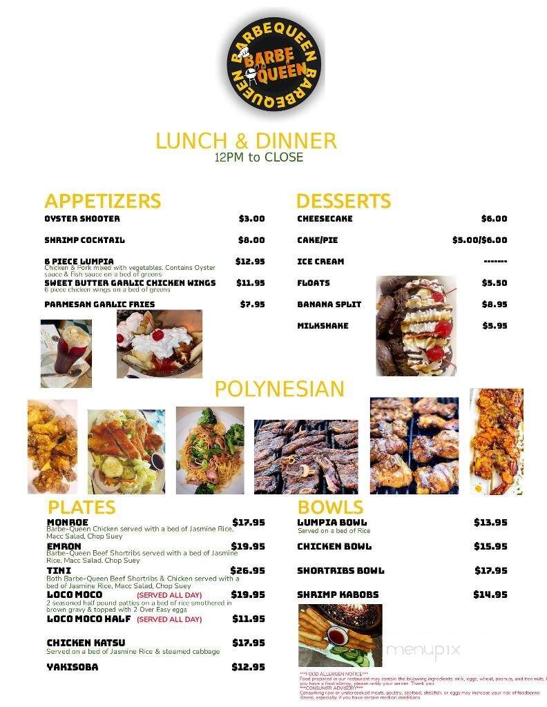 Barbe-Queen - Ocean Park, WA menu_pic