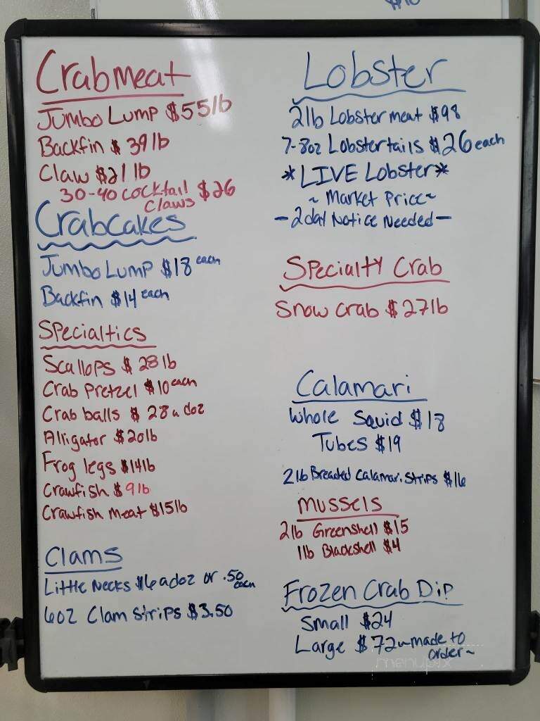 Blough's Seafood - Denton, MD menu_pic