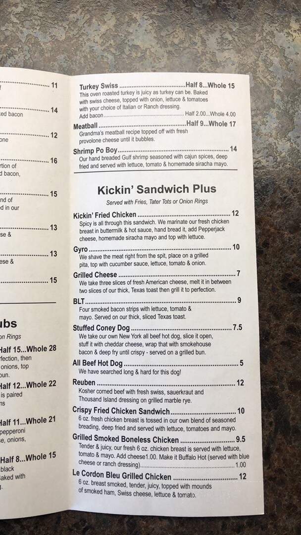 The Kick Stand Grille - Trafford, PA menu_pic