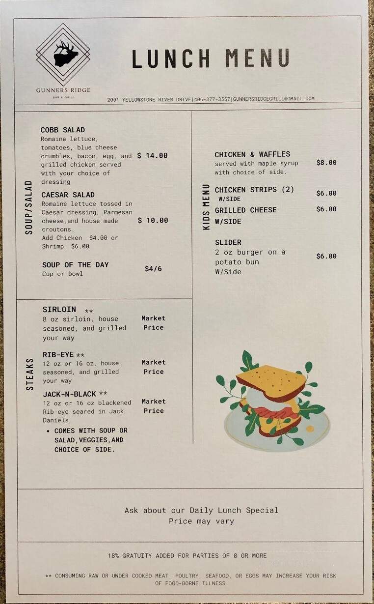 Gunners Ridge Bar & Grill - Glendive, MT menu_pic