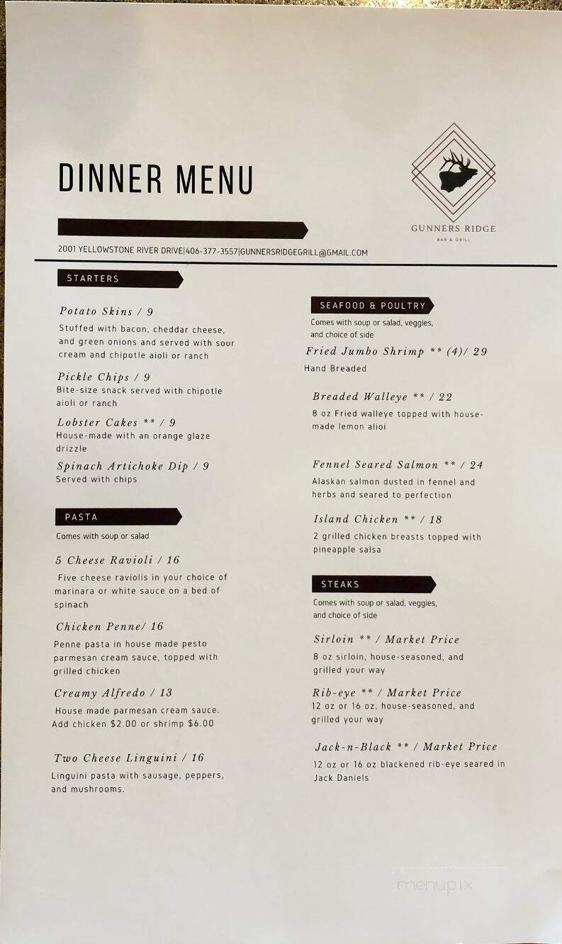 Gunners Ridge Bar & Grill - Glendive, MT menu_pic