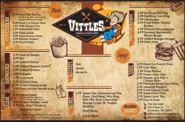 Vittles - Lincolnton, NC menu_pic
