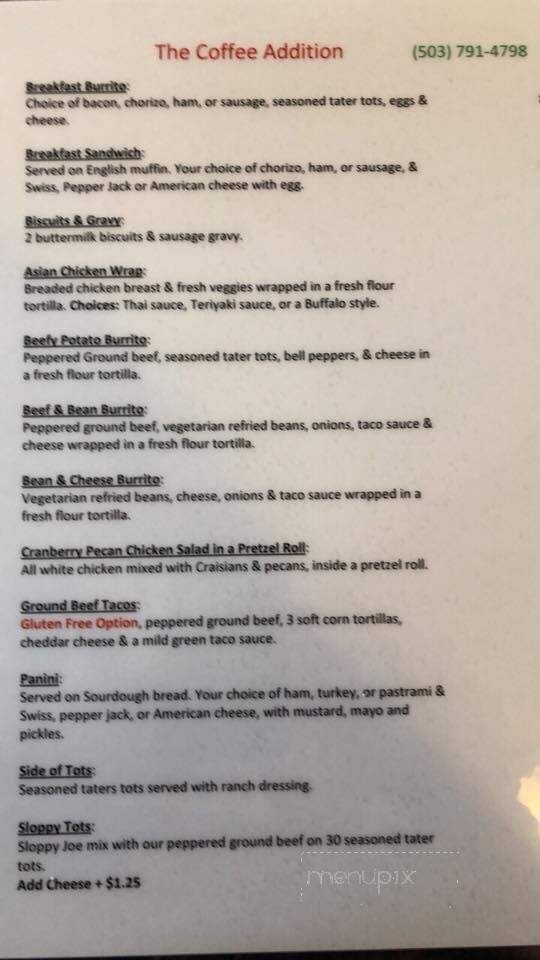 TAPS Espresso - Astoria, OR menu_pic