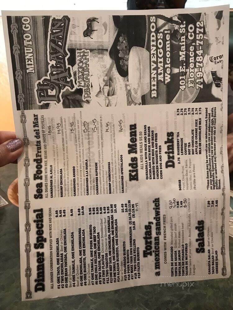 El Alazan II - Florence, CO menu_pic