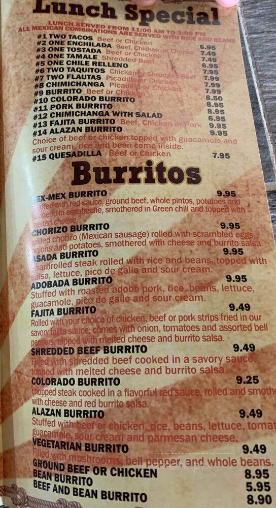 El Alazan II - Florence, CO menu_pic