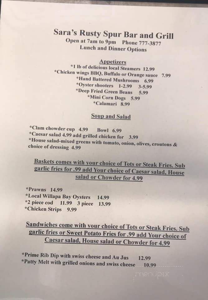 Sara's Rusty Spur Bar & Grill - Ocean Park, WA