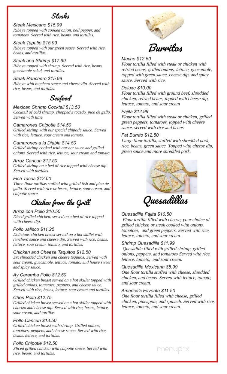 Ay Caramba Mexican Restaurant - Rolla, MO menu_pic