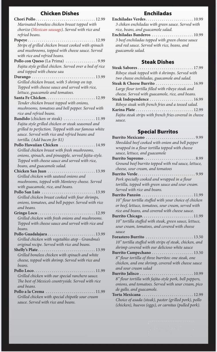 El Rincon Azteca - Chanute, KS menu_pic