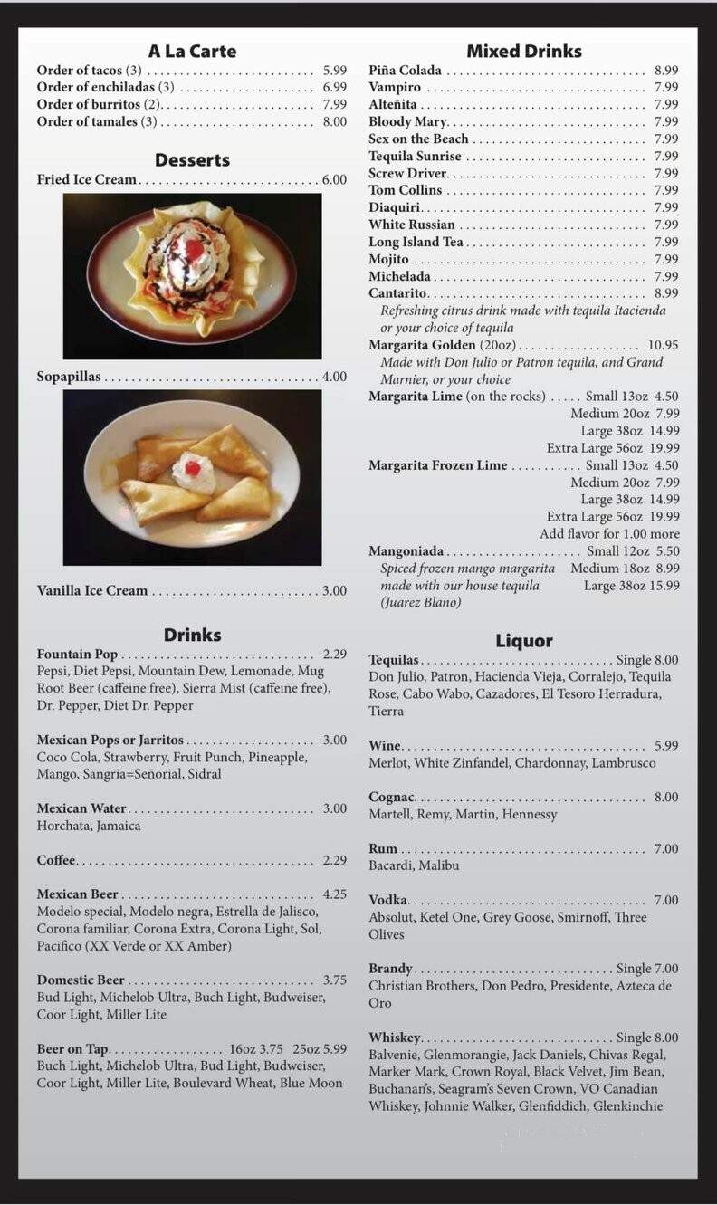 El Rincon Azteca - Chanute, KS menu_pic