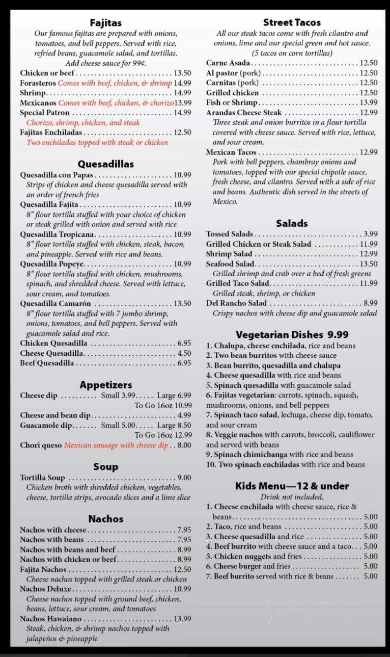 El Rincon Azteca - Chanute, KS menu_pic