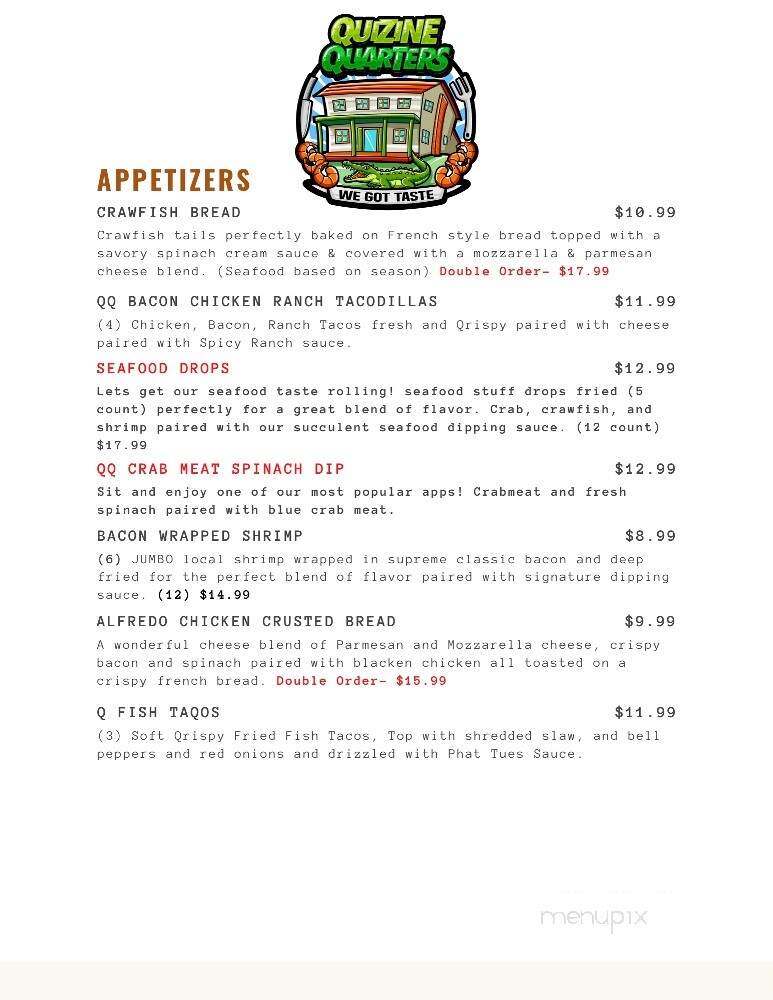 Quizine Quarters - Houma, LA menu_pic