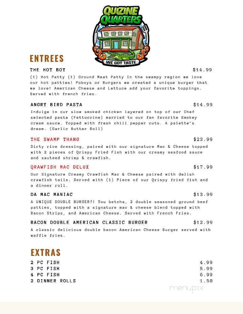 Quizine Quarters - Houma, LA menu_pic