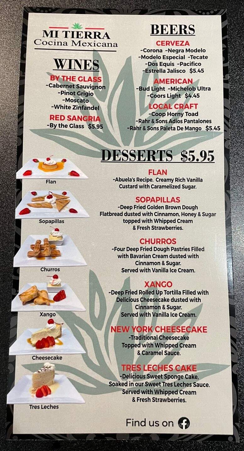 Mi Tierra Cocina Mexicana - Glenpool, OK menu_pic