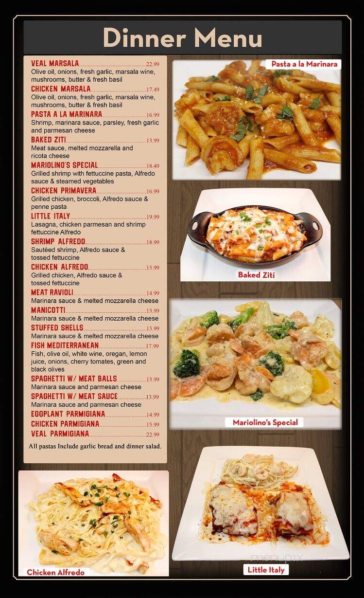 Mariolino's Italian Cuisine - Andrews, NC menu_pic