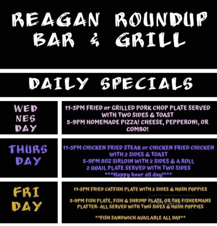 Reagan Roundup Bar and Grill - Reagan, TX menu_pic