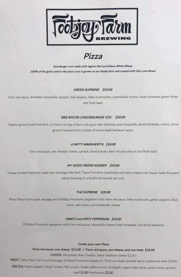 Footjoy Farm & Brewery - Cashton, WI menu_pic