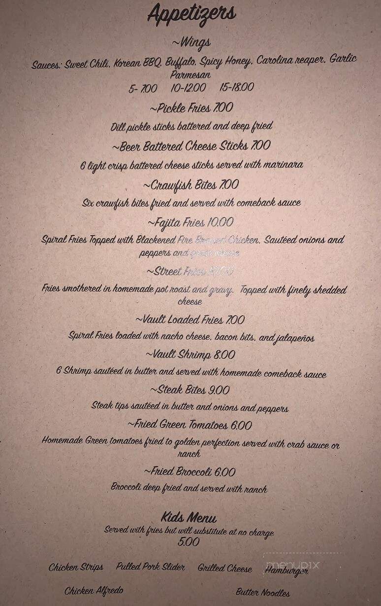 The Vault Eatery & Drinkery - Magee, MS menu_pic