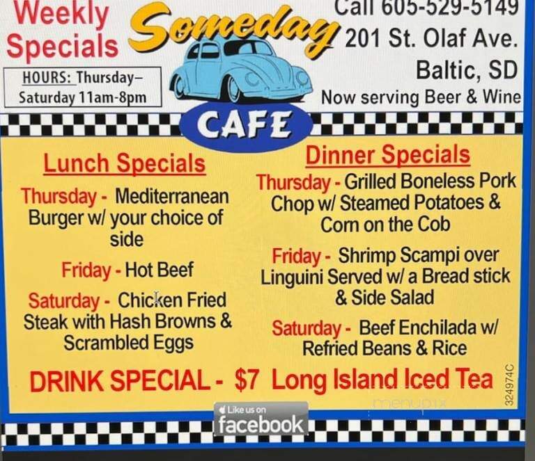 Someday Cafe - Baltic, SD menu_pic