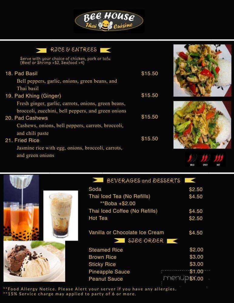 Bee House Thai Cuisine - Grover Beach, CA menu_pic