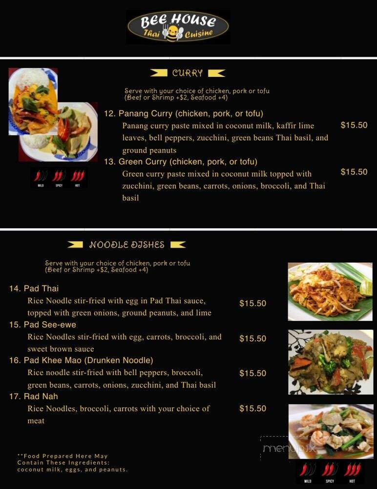 Bee House Thai Cuisine - Grover Beach, CA menu_pic
