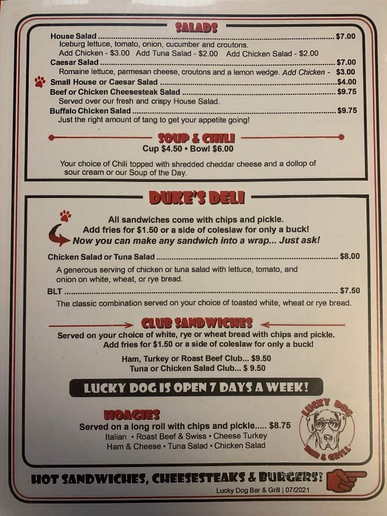 Lucky Dog Bar & Grill - Telford, PA menu_pic