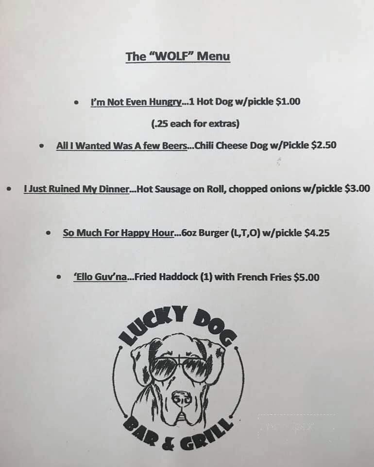 Lucky Dog Bar & Grill - Telford, PA menu_pic