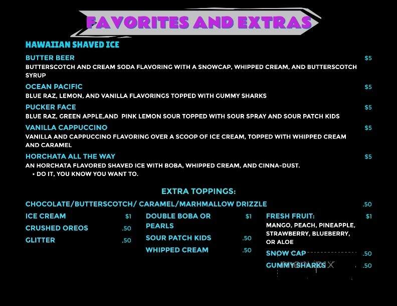 The Snowglobe - Greenville, NC menu_pic