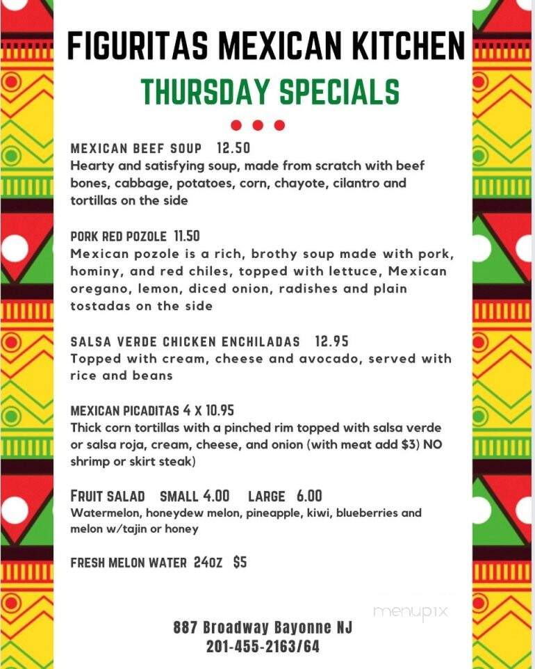 Figuritas Mexican Kitchen - Bayonne, NJ menu_pic