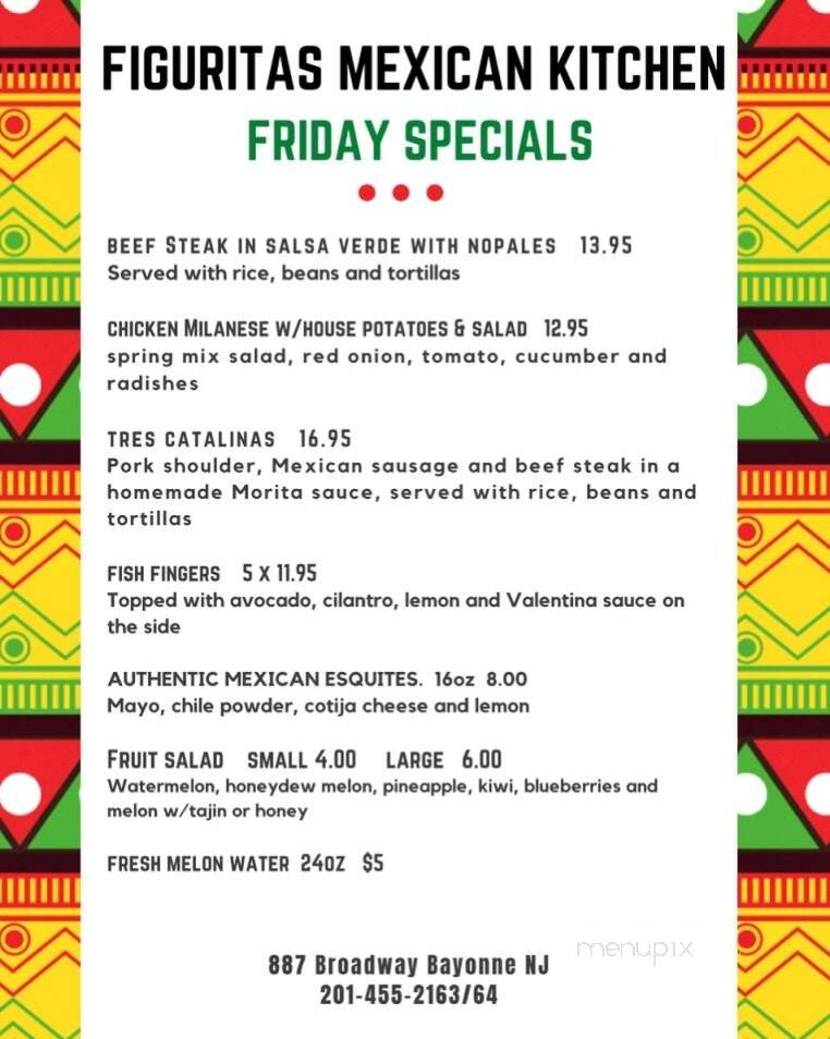 Figuritas Mexican Kitchen - Bayonne, NJ menu_pic