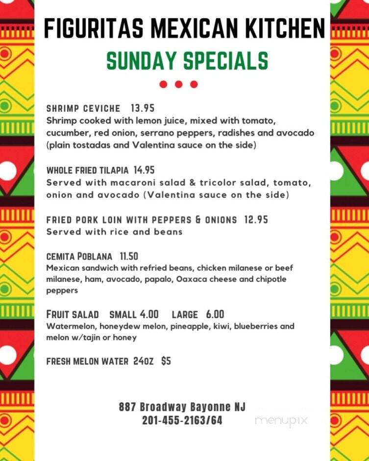 Figuritas Mexican Kitchen - Bayonne, NJ menu_pic