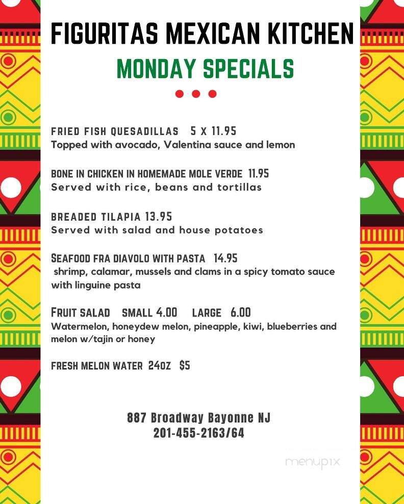 Figuritas Mexican Kitchen - Bayonne, NJ menu_pic