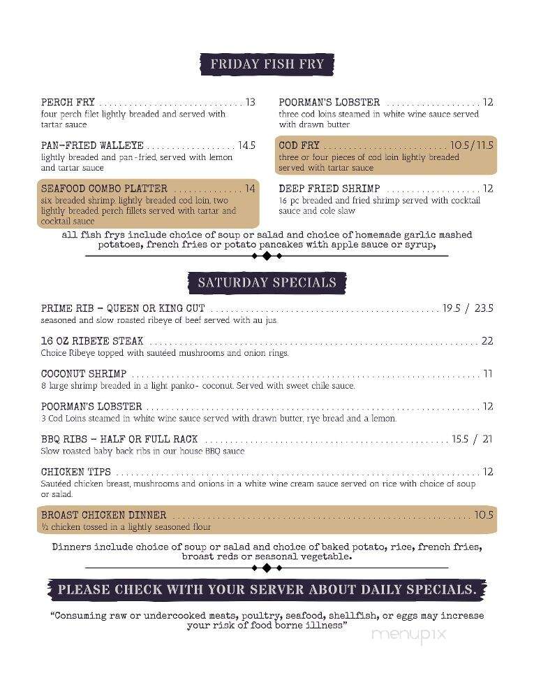 Seven Hills Pub & Grille - Port Washington, WI menu_pic