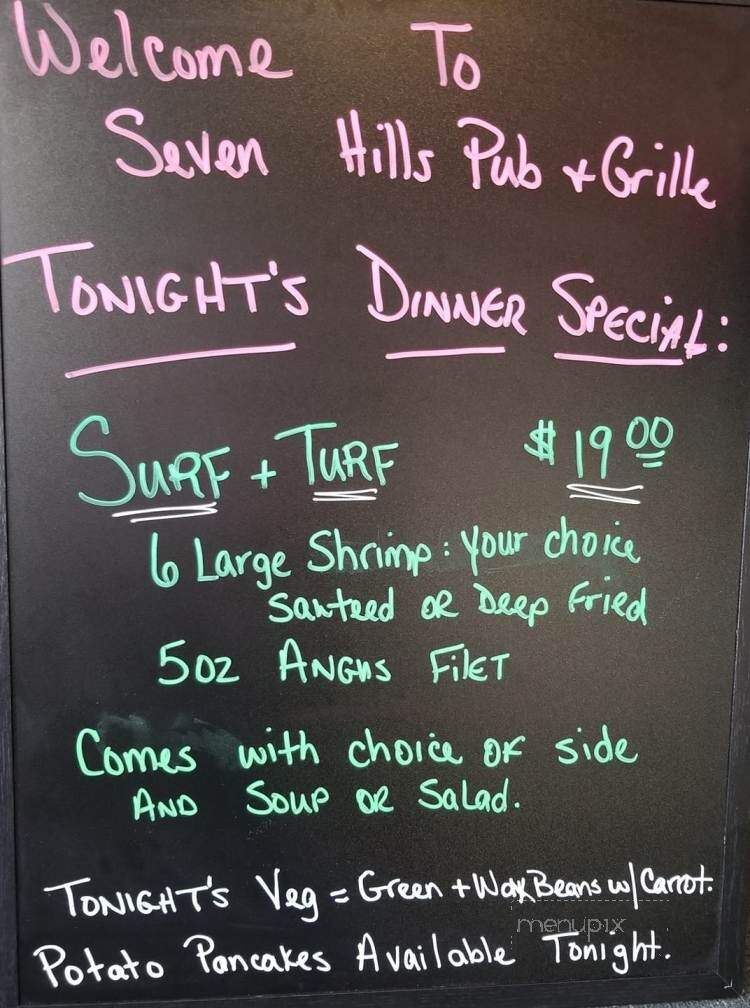 Seven Hills Pub & Grille - Port Washington, WI menu_pic