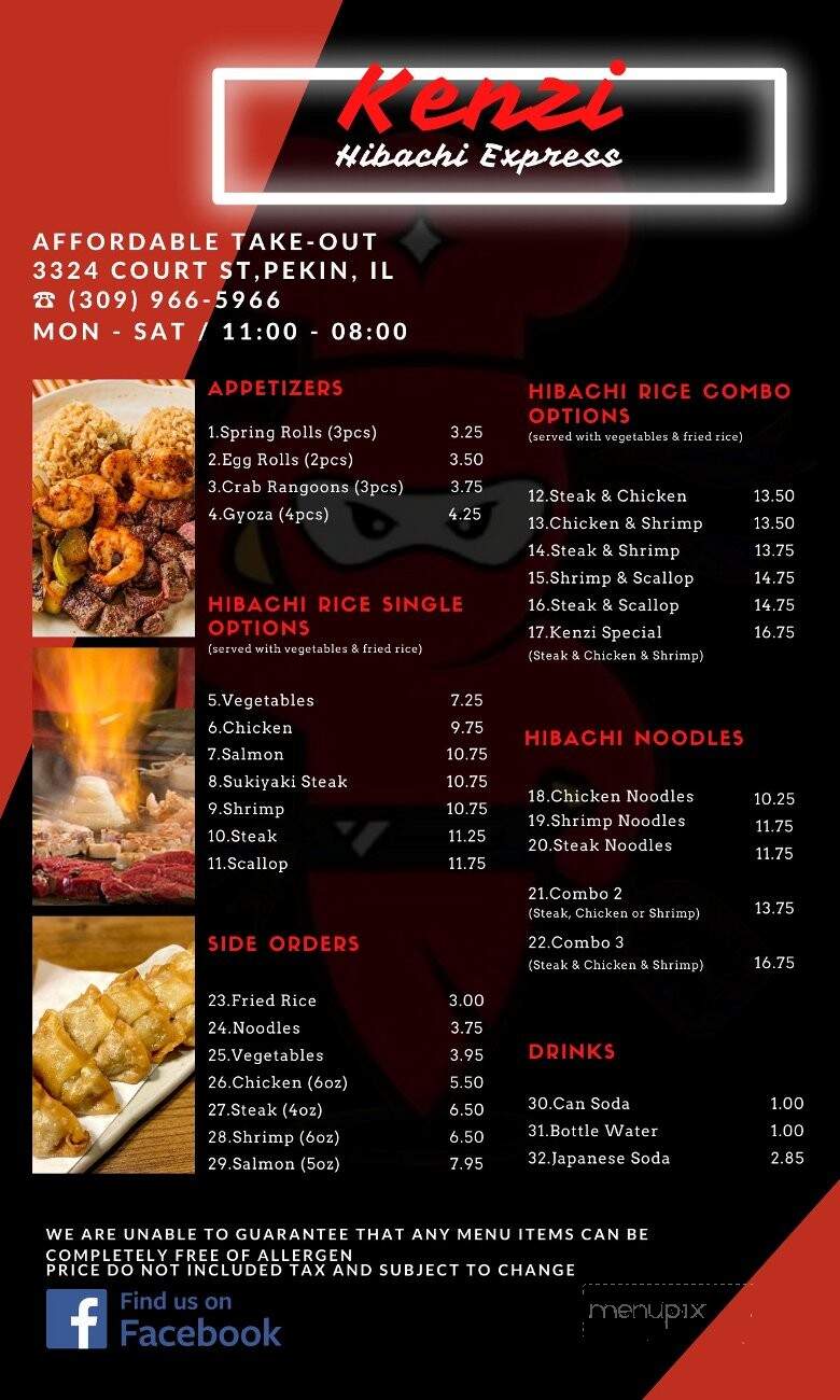 Kenzi Hibachi Express - Pekin, IL menu_pic