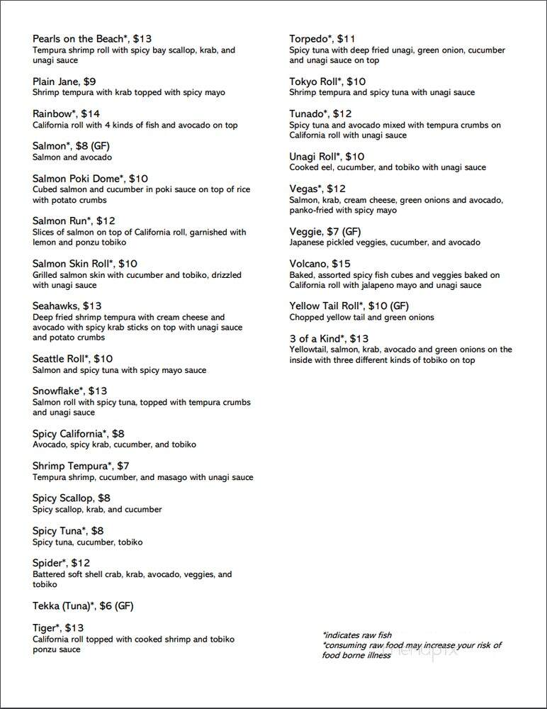 Midori Sushi and Teriyaki - Spokane, WA menu_pic