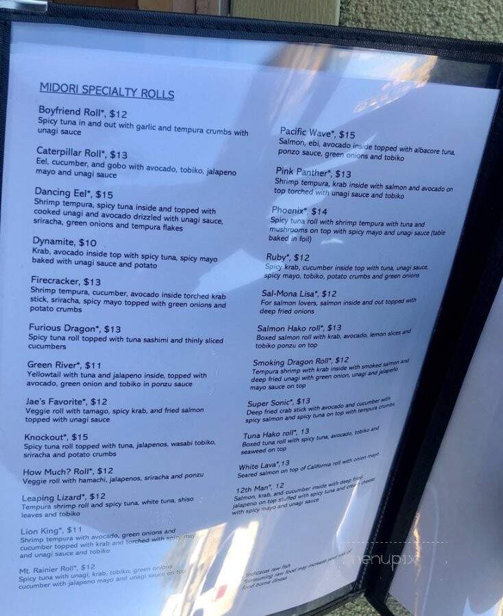 Midori Sushi and Teriyaki - Spokane, WA menu_pic