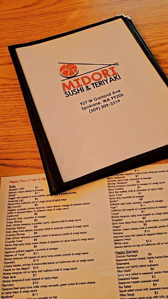 Midori Sushi and Teriyaki - Spokane, WA menu_pic