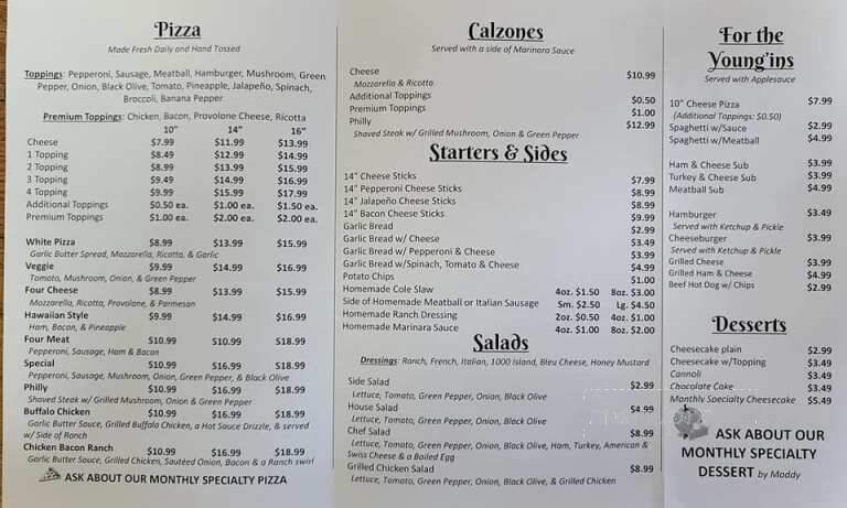 Maddy Moe's Pizza - Butler, TN menu_pic