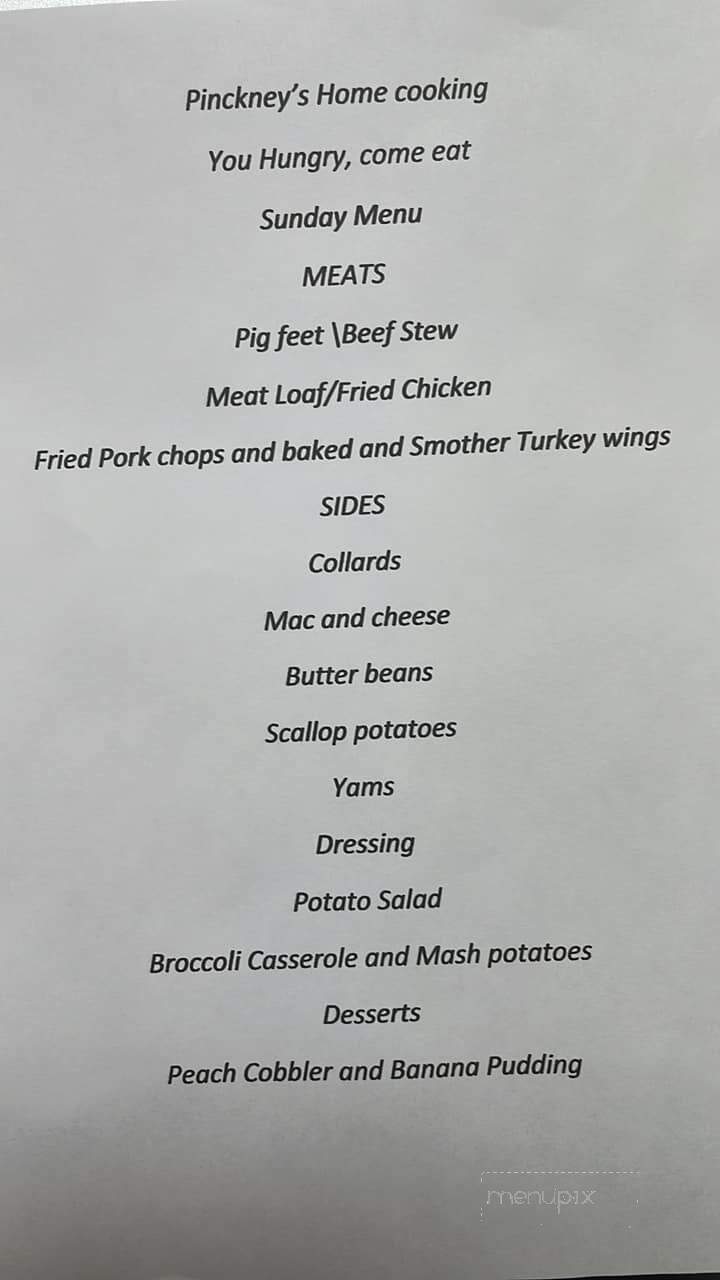 Pinckney's Home Cooking - North Augusta, SC menu_pic