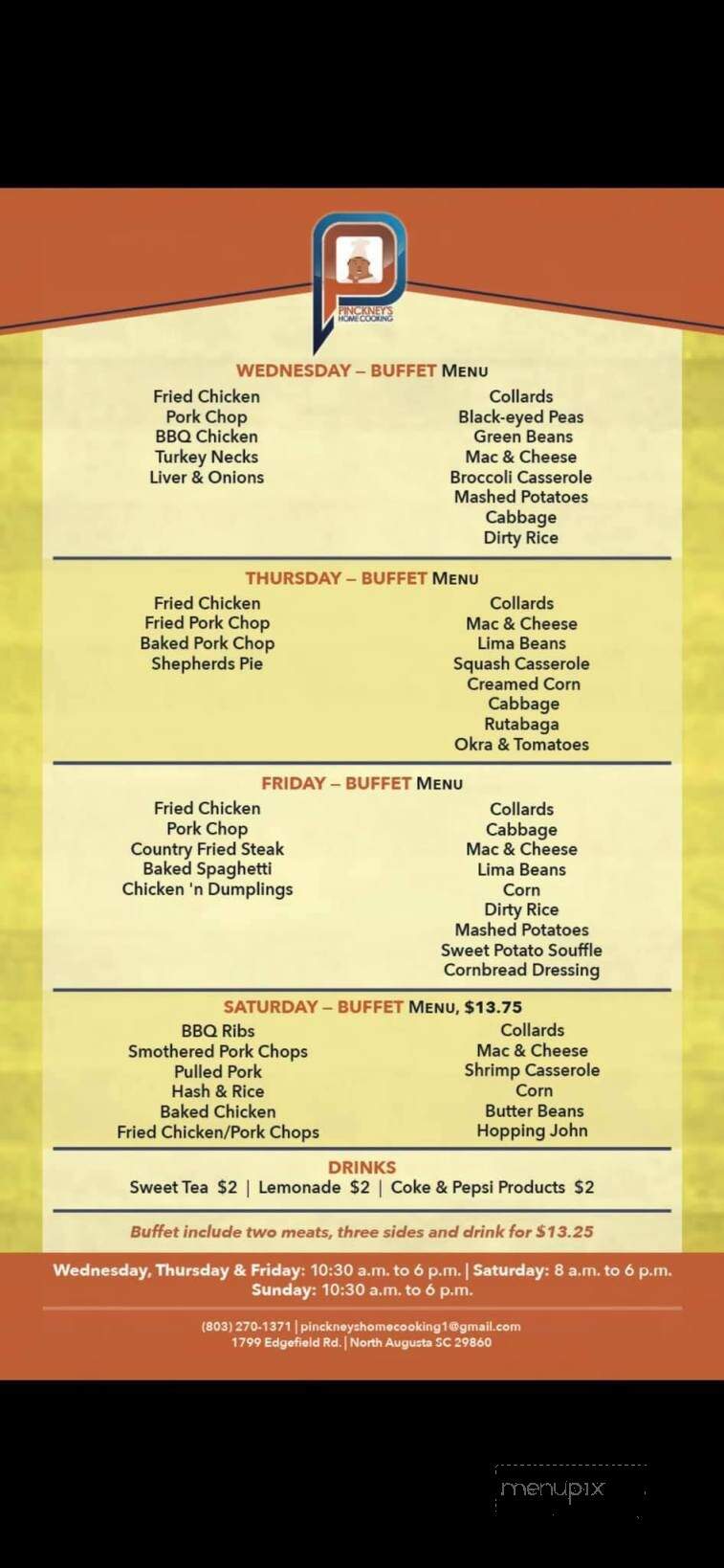 Pinckney's Home Cooking - North Augusta, SC menu_pic