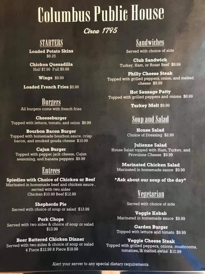 Columbus Public House - Sherburne, NY menu_pic