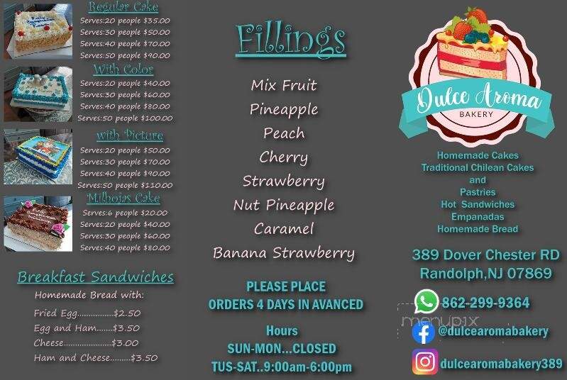 Dulce Aroma Bakery - Randolph, NJ menu_pic