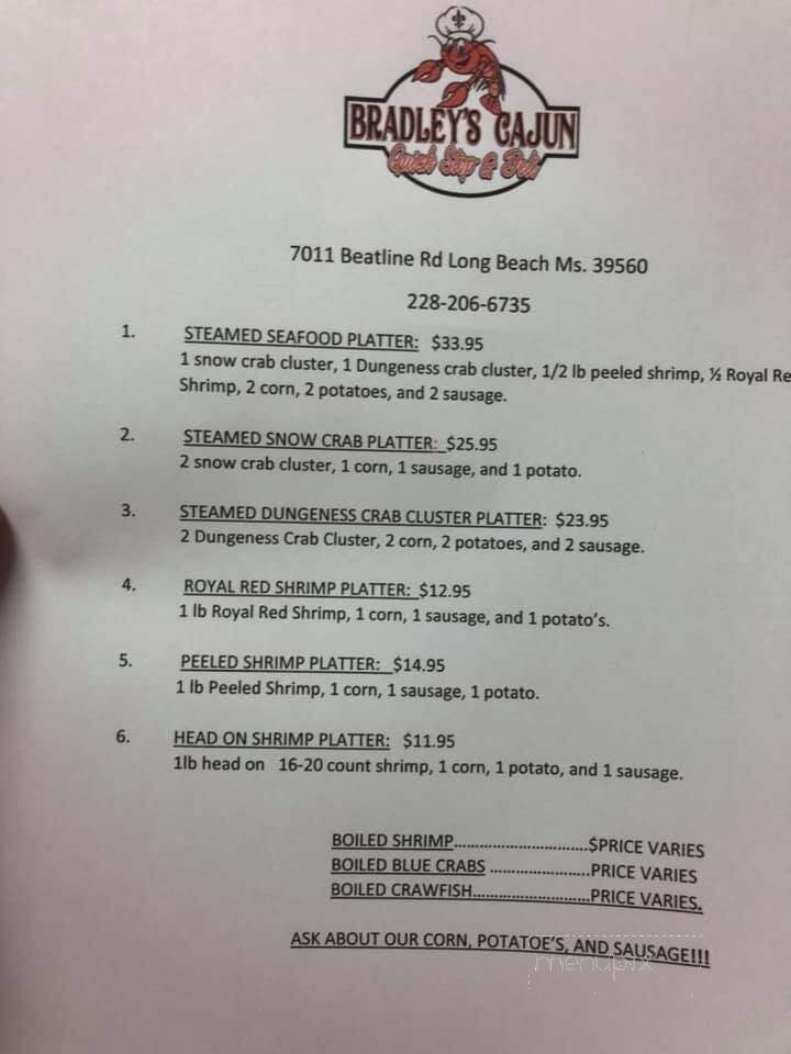 Bradley's Cajun Quick Stop & Deli - Long Beach, MS menu_pic