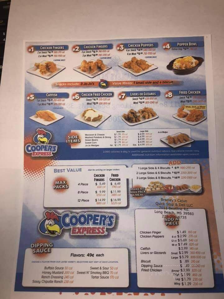 Bradley's Cajun Quick Stop & Deli - Long Beach, MS menu_pic