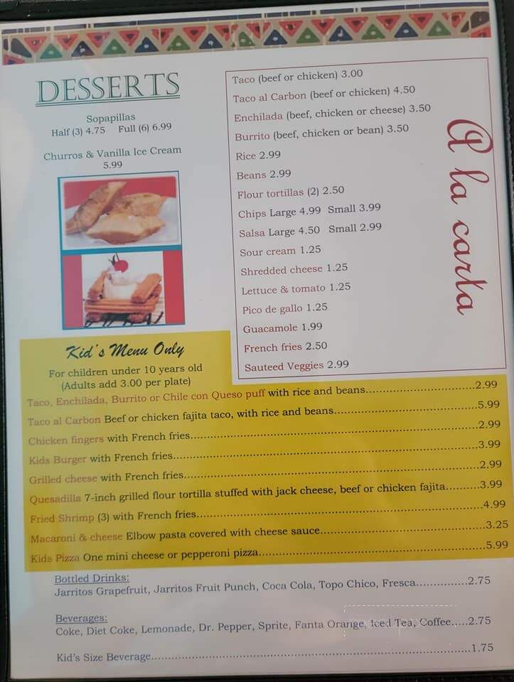 Alejandras Mexican Grill - La Grange, TX menu_pic