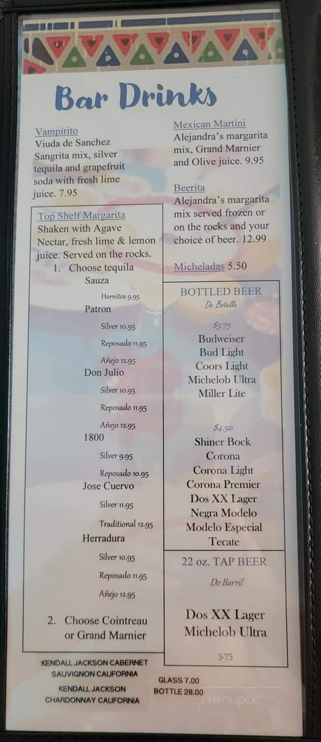 Alejandras Mexican Grill - La Grange, TX menu_pic