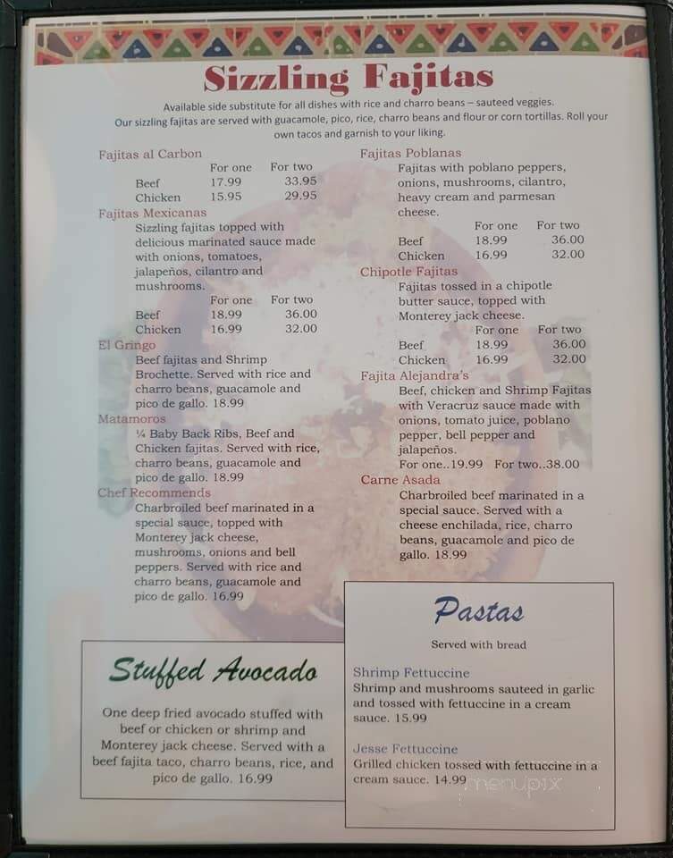 Alejandras Mexican Grill - La Grange, TX menu_pic