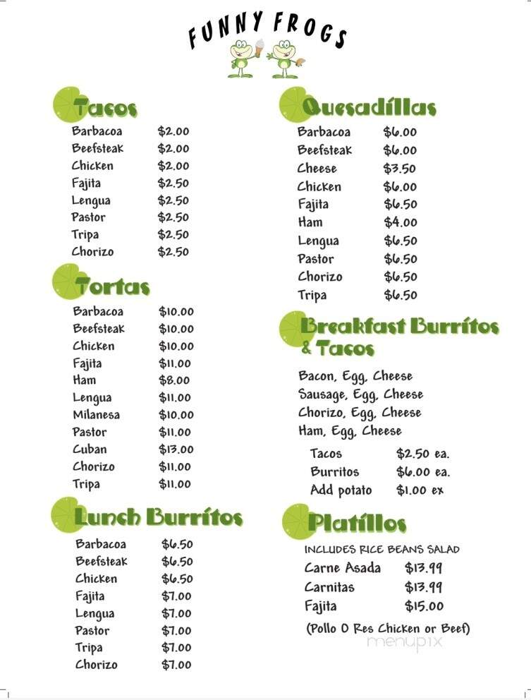 Funny Frogs - Emory, TX menu_pic